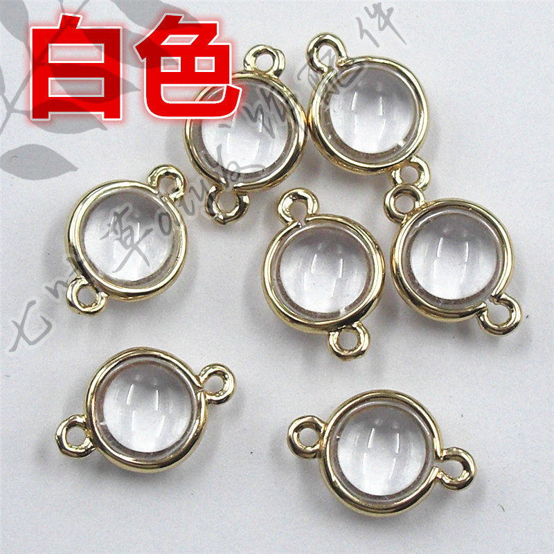 8mm铜包边圆形吊坠挂件双吊连接吊玻璃钻 外径9*14mmdiy发饰配件详情5