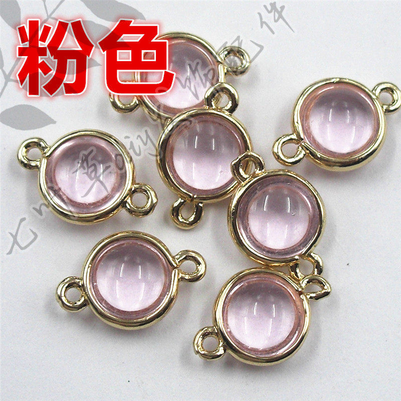 8mm铜包边圆形吊坠挂件双吊连接吊玻璃钻 外径9*14mmdiy发饰配件详情6