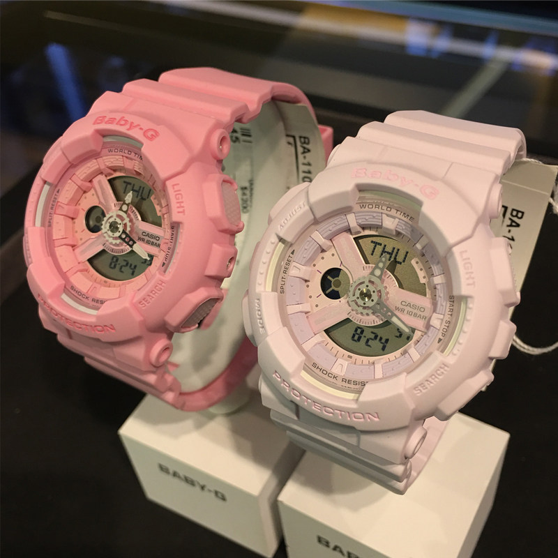 casio卡西欧表baby-g马卡龙粉嫩运动女表ba-110be-4a 7a 110-4a1