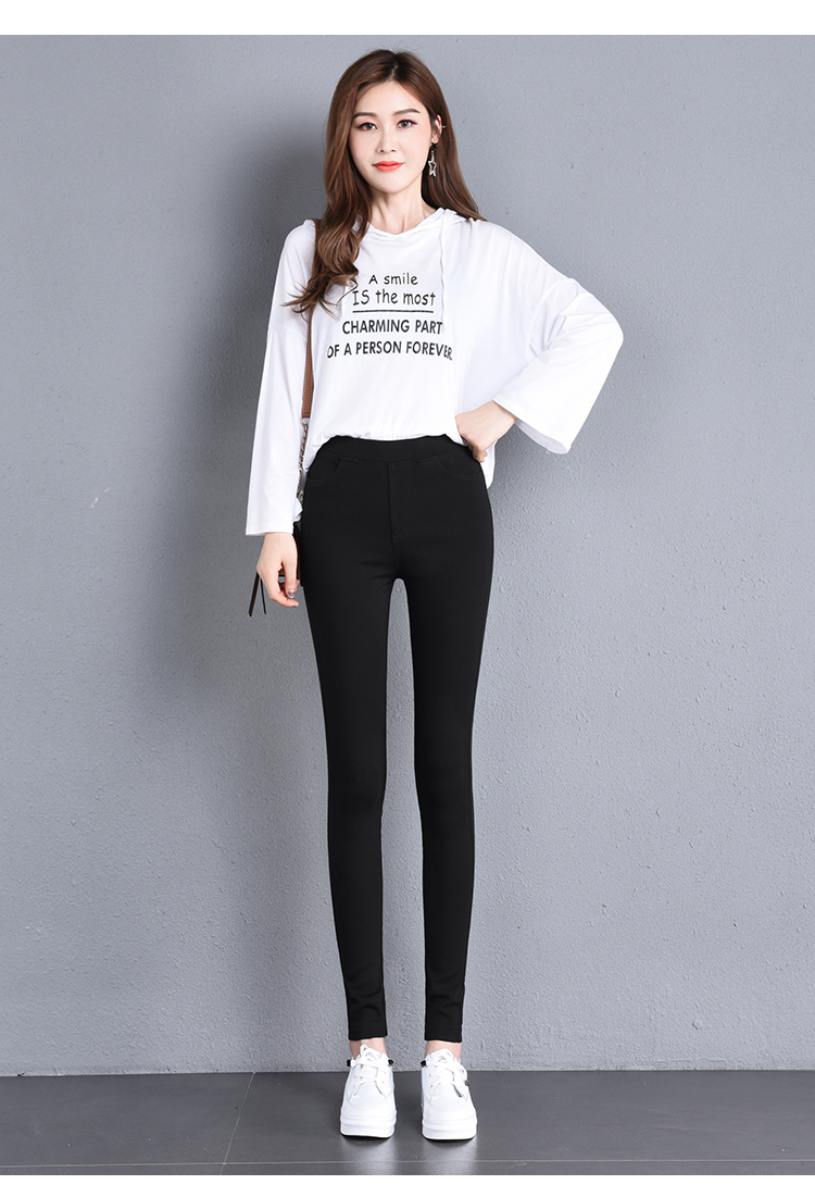 小黑裤大码裤子女胖mm薄款夏女士黑色夏季小脚打底裤200斤女裤潮_菲妮