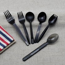 Sheng Rongya disposable plastic spoon fast food spoon takeaway tableware long handle knife and fork dessert spoon fruit fork spoon