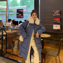 Blue down cotton coat women 2020 autumn and winter New Korean loose long cotton coat thick winter coat