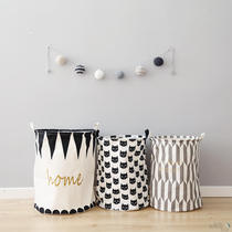 Home containing barrel Nordic cotton linen containing basket folded debris containing barrel handle waterproof dirty clothes basket home decoration