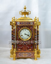 Clock Gold Mechanical Newsstand Clock Jingtai Blue Chisel Enamel Vintage Antique Palace-style Forbidden City-style Home Stand Clock