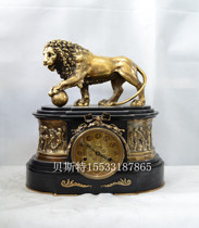 Watch Machinery Marble Lion Embroidered Ball Seat Clock Imitation Antique Antique Home Creative Pendulum Clock Replica Foreign Return