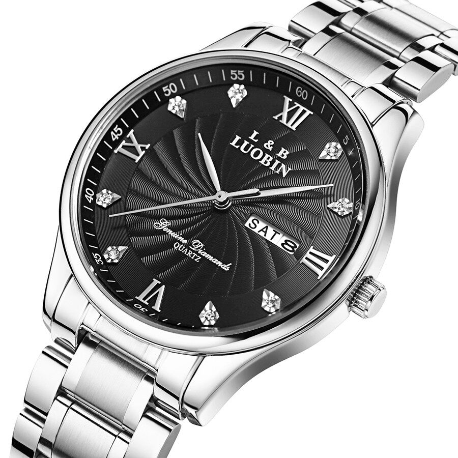 罗宾正品手表商务男表 精钢防水石英表