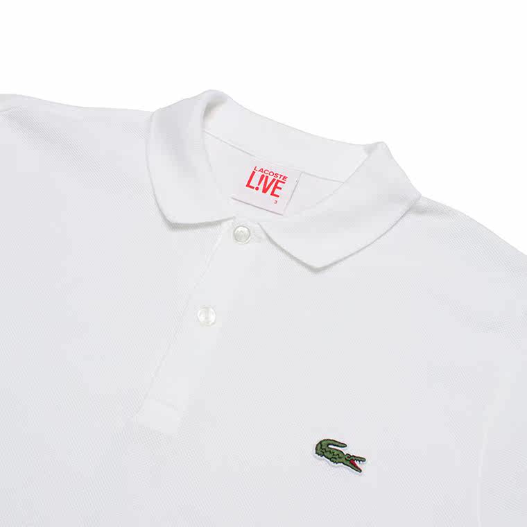 LACOSTE 法国鳄鱼 白色纯棉修身男式全棉短袖POLO衫PH0587001I1