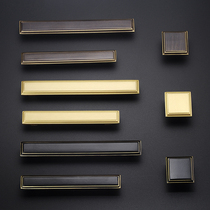 Cabinet door Chinese handle All copper antique cabinet drawer Wardrobe door handle American wine cabinet black pure copper handle