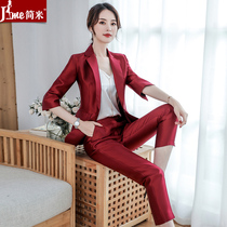 Suit suit womens autumn fashion temperament goddess fan professional wear Korean version of the presidents high-end suit formal work clothes
