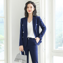 2021 autumn and winter professional clothes womens suit striped suit temperament high-end suit business civil servants work clothes