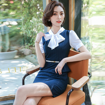 Striped Career Tandem Dress Summer New Fashion Temperament Goddess Van Orthi College Student Interview Front Desk Work Clothes