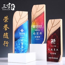 Crystal trophy custom-made new creative wooden medal licensing company staff annual meeting Honors Award products