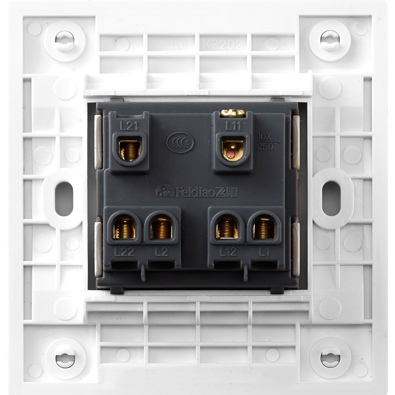 m飞雕开关 二位墙壁二开双控开关 双开双控双联电灯开关 86型