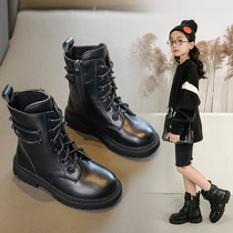 Hong Kong Girls Martin Boots 2022 Spring and Autumn New Middle School Adolescent Fashion Black Short Boots Children British Breeze