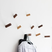 (A point of wood)Solid wood door without trace nail-free hook Tile strong rivet coat hook Japanese Nordic coat hook