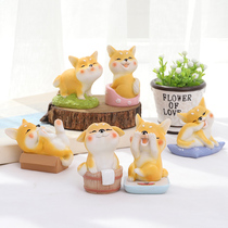 Creative cute Shiba Dog Home Decoration Living Room Porch TV Cabinet Cartoon Small Landscape Combination Decoration
