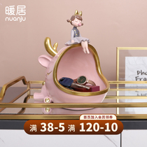 Creative Entrance Key Organizer Cartoon Girl Light Luxury Internet Red TV Cabinet Living Room Entry Home Decor