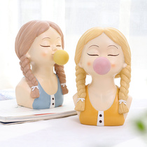 Creative Home Nordic Girl Blowing Bubble hipster Living Room Porch TV Cabinet Decoration Desktop Characters