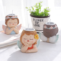 Nordic creative home girl heart Angel Candlestick ornaments desk ins cartoon living room porch decoration