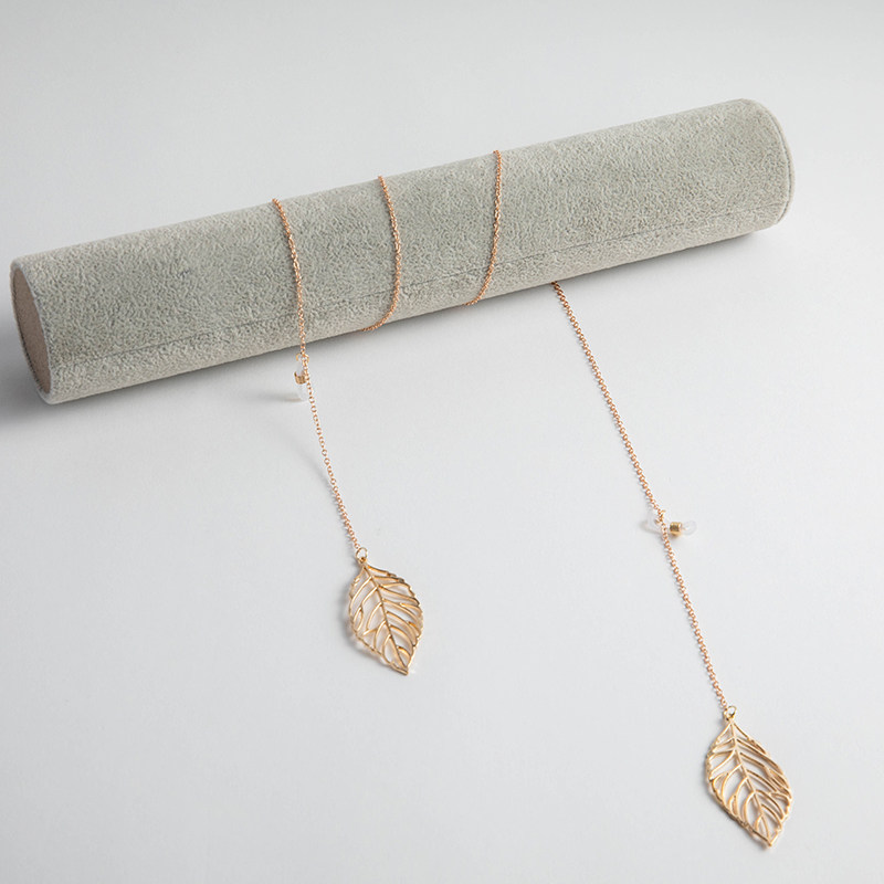 防滑 流行 金属眼镜绳 金色 树叶 吊坠 眼镜链 时尚饰件 网红同款