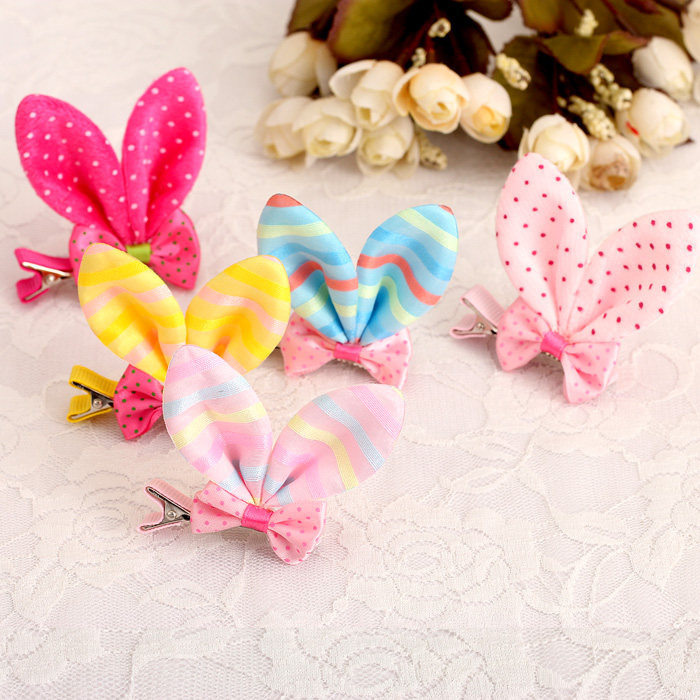 韩版兔耳朵宝宝对夹刘海卖萌发卡小朋友头饰宝宝发饰小孩发夹儿童_7折