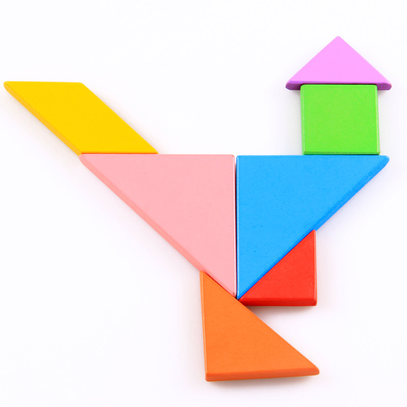 木制儿童彩色七巧板拼图木质拼板宝宝早教益儿童智力3-4-5岁玩具