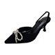 2022 High heeled women's sandals for dinner party with thin heel back strap and wrapped head rhinestone bow knot