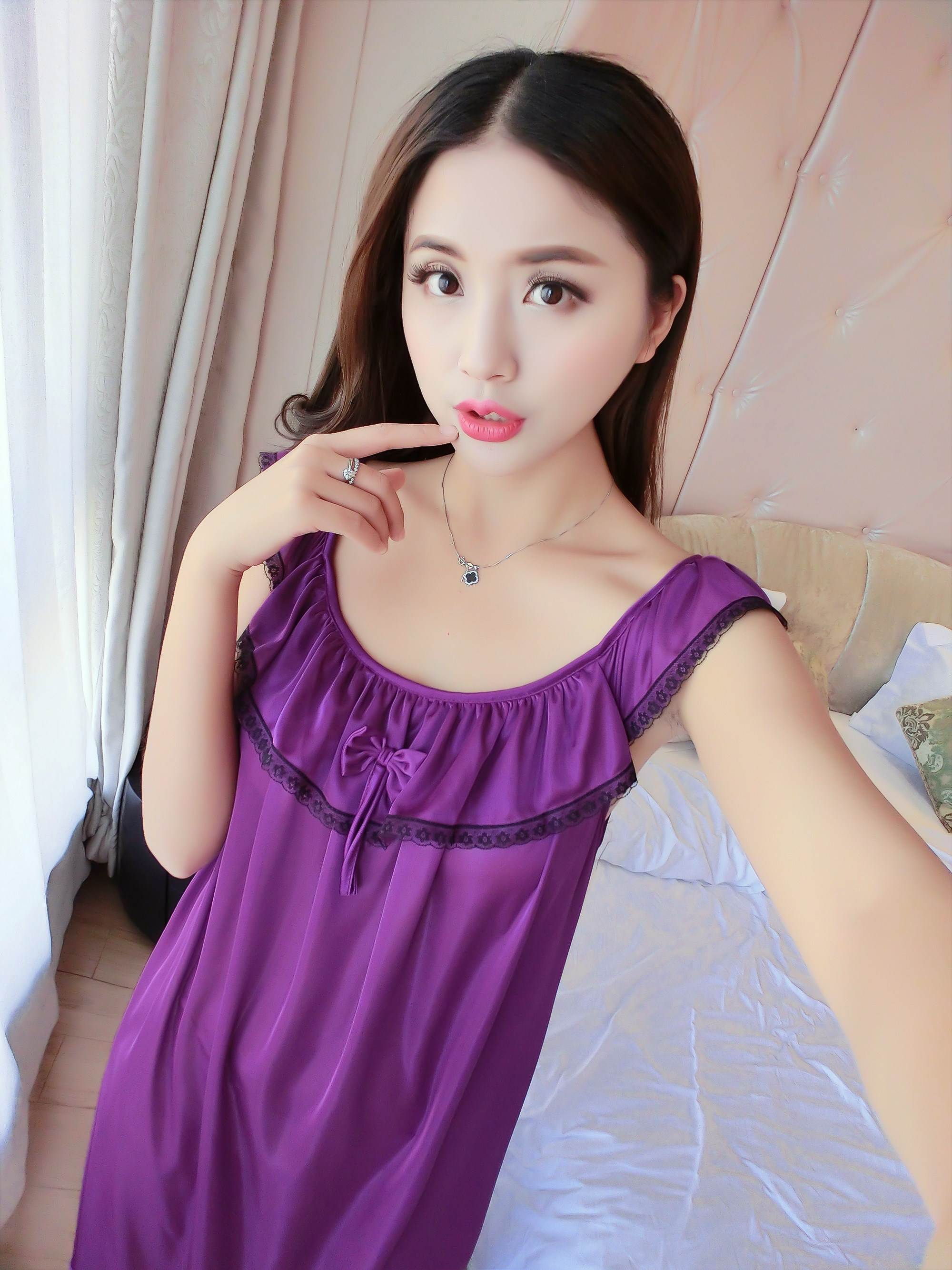 夏季性感女式睡裙真丝女士中裙女款夏装冰丝夏天睡衣