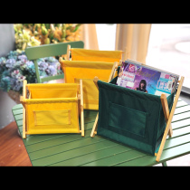 Log cotton linen book newspaper sorting rack newspaper magazine rack wooden desktop storage rack File frame finishing basket