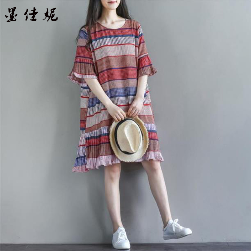 孕妇装夏季装新款韩版宽松中长款上衣潮妈五分袖雪纺孕妇连衣裙