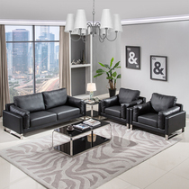 Office business sofa leather art black simple modern company high-end reception room Qiaodan meeting area three-person combination