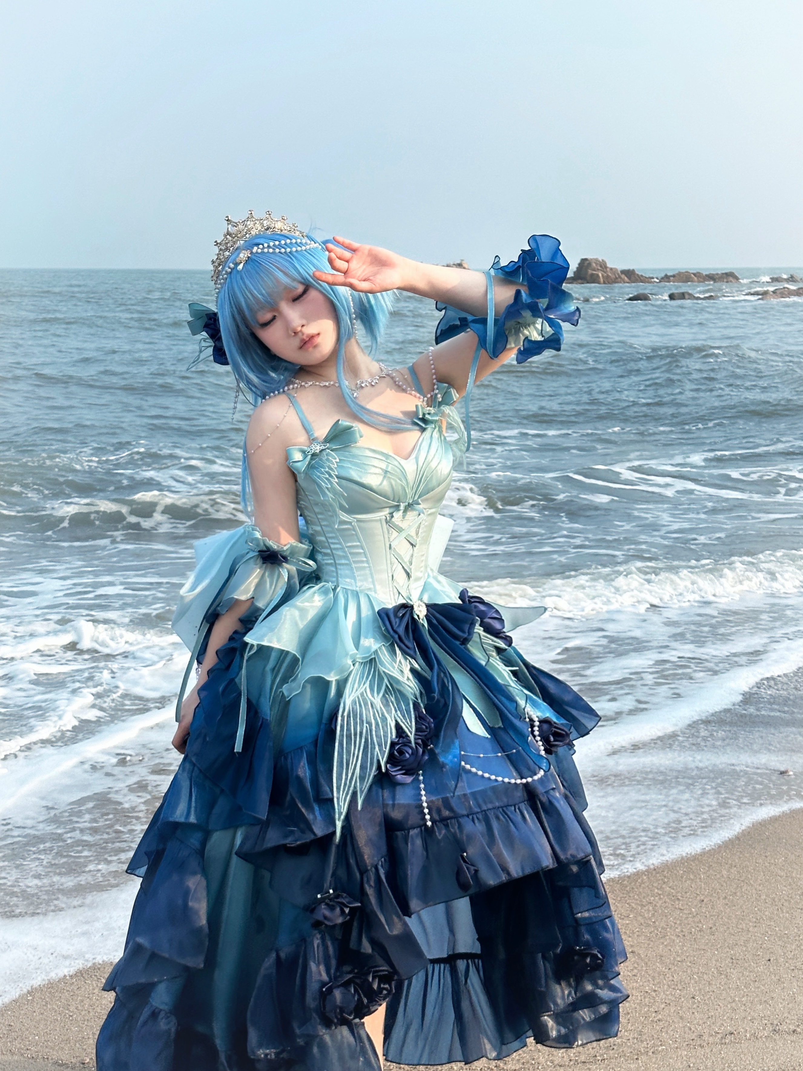 海底蓝前短后长大全套【 swan Mirage Short front and long back Full payment make an appointment 】 Meow fruit Sensen original # swan Mirage # Fairy skirt