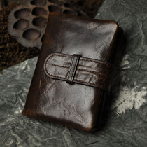 The first layer of crazy Horse leather leather foreign trade mens retro trendy mens multi-card vertical wallet wallet