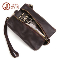 Vintage handmade original leather car key bag mens multi-function coin purse card Baotou layer cowhide keychain woman