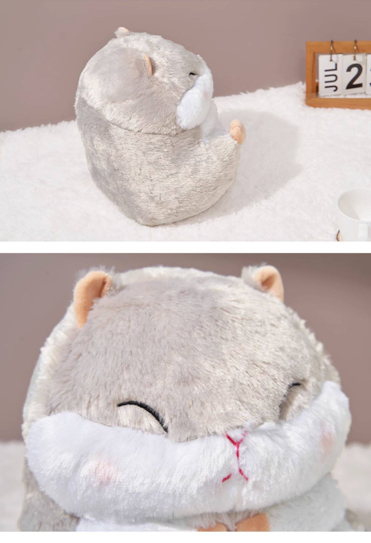 日本amuse灰色老鼠娃娃玩偶正版大号可爱胖仓鼠公仔抱枕毛绒玩具