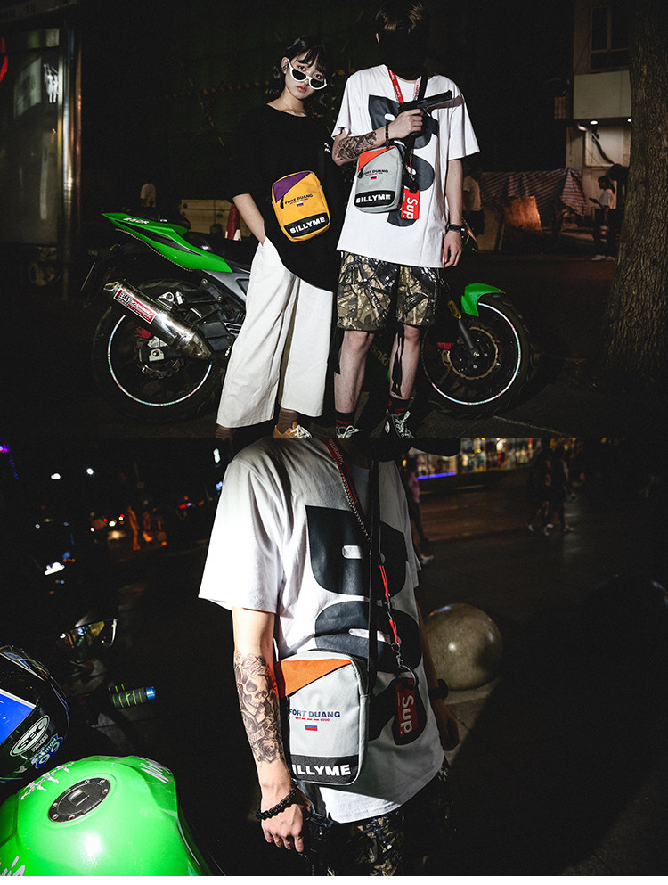 欧美潮牌小挎包男街头嘻哈潮流女单肩包原宿斜挎包土酷潮包蹦迪包