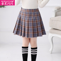 Childrens foreign style spring short skirt college style girls skirt pleated skirt 2021 new plaid childrens spring clothes