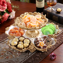 European style fruit tray ornament double layer dried fruit tray creative and sophisticated living room tea table American style fruit tray home fashion luxury