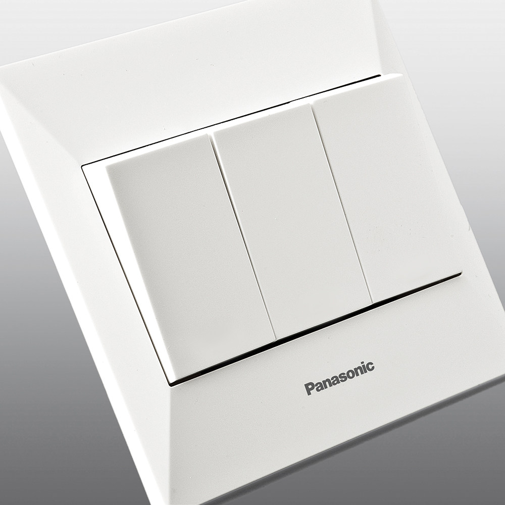 松下开关插座三开双控86型墙壁开关简尚三联三位3开双控开关面板