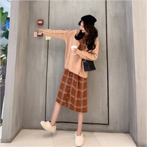 egg Yamamoto style Platycodon grandiflorum skirt retro French girl long skirt with sweater small man wear winter two-piece suit