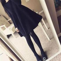 Retro Autumn Clothing Knit Little Black Dress Woman Long Sleeve Dress Red slim fit inside a base sweater dress thickened winter