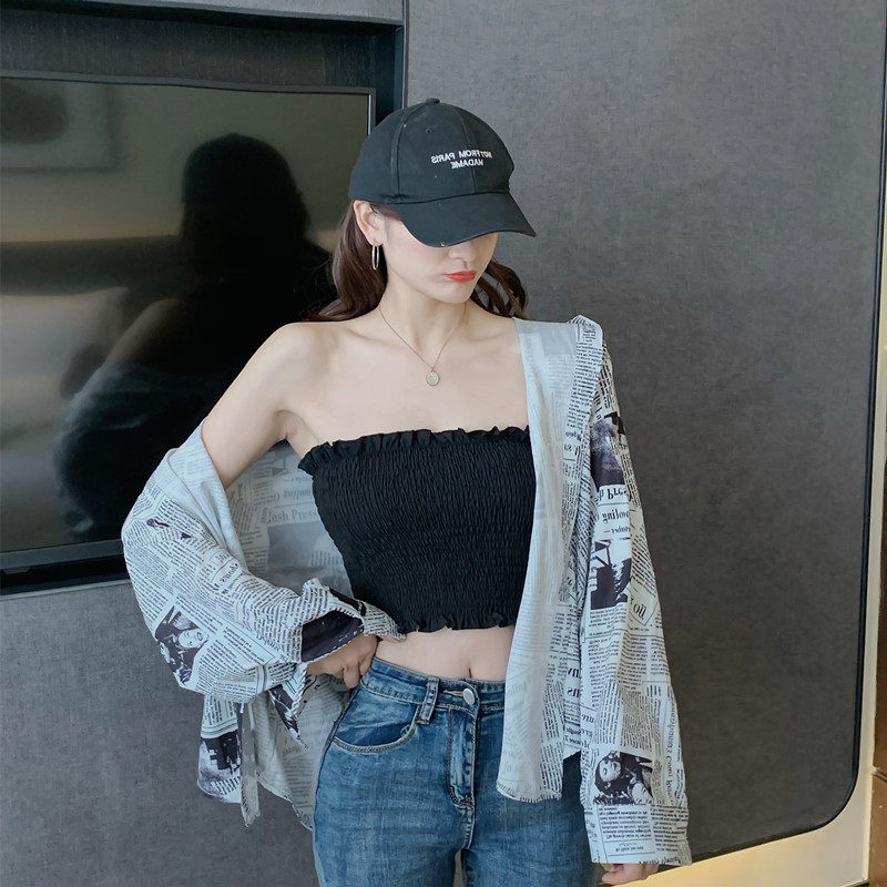 实拍实价多种穿法百搭系带短款纯色短款裹胸吊带小背心