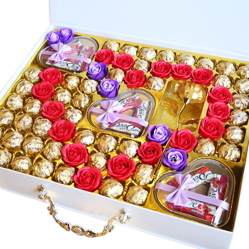 德芙巧克力礼盒装送女友闺蜜创意浪漫心形七夕情人节表白生日礼物