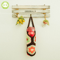 African flower cup holder Hand crochet universal heat insulation dropproof 500ml thermos cup protective cover glass water cup bag