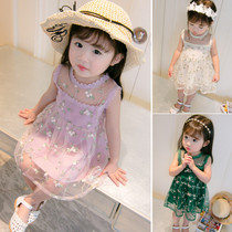  Female baby summer clothes 2021 new girl princess dress baby childrens clothing 3 sundress 1-5 years old mesh skirt