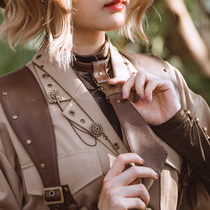 Mr. Jis Steam Continental steampunk X Explorer steampunk Bronze Curry Leather Tie