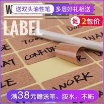 Simple retro label self-adhesive wooden handwritten self-adhesive round hand book label sticker Label bottle sticker writing price Waterproof wood grain household decoration classification sticker bottle sticker Cork label sticker