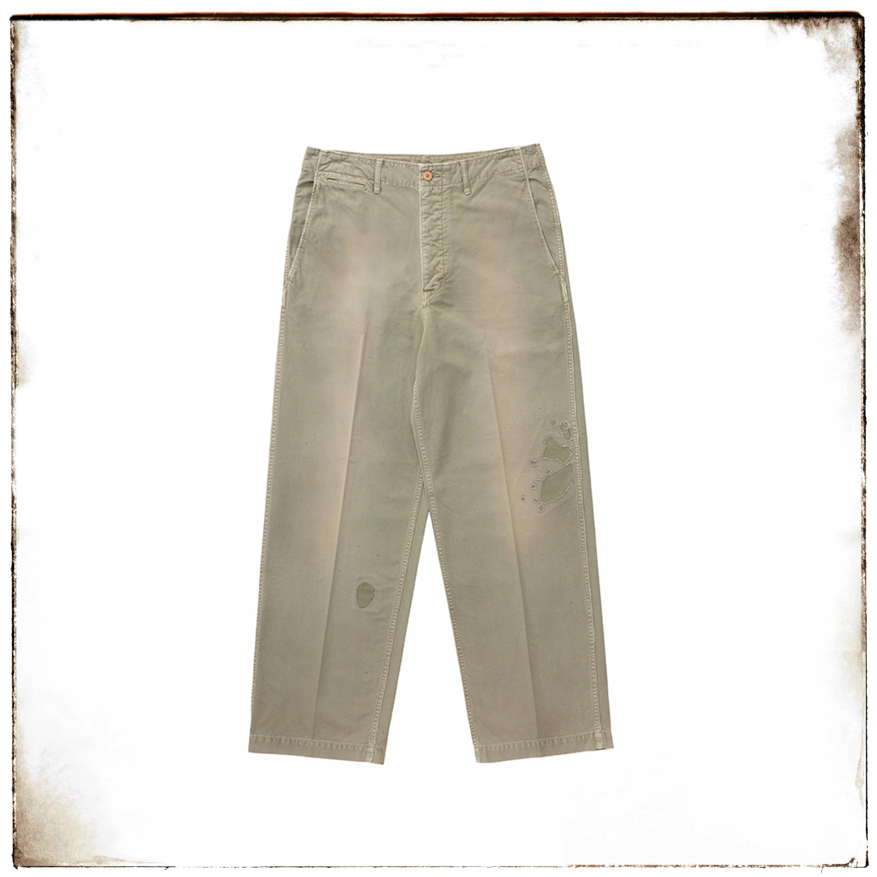 代购VISVIM 25AW EX WIDE CHINO PANTS CRASH破坏休闲裤男士宽松