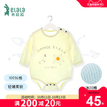 Lala summer newborn baby long sleeve shirt shirt for boys and girls pure cotton ha clothes thin baby triangle climbing suit