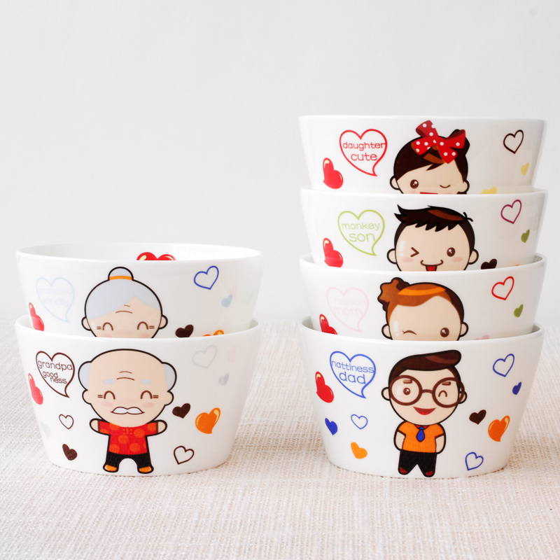 Dear a creative Korean ipads porcelain ceramic bowl rice bowl porringer cartoon family suits for